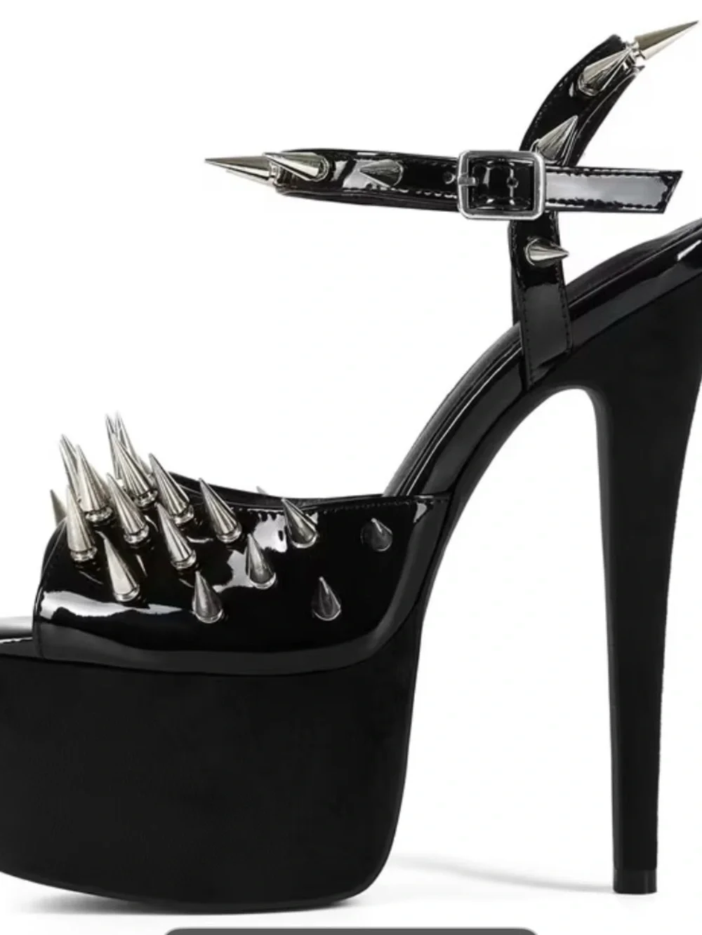 Sexy Gothic Black Spiked Platform open toed High Heels - size 38 or 7.5 NWOB